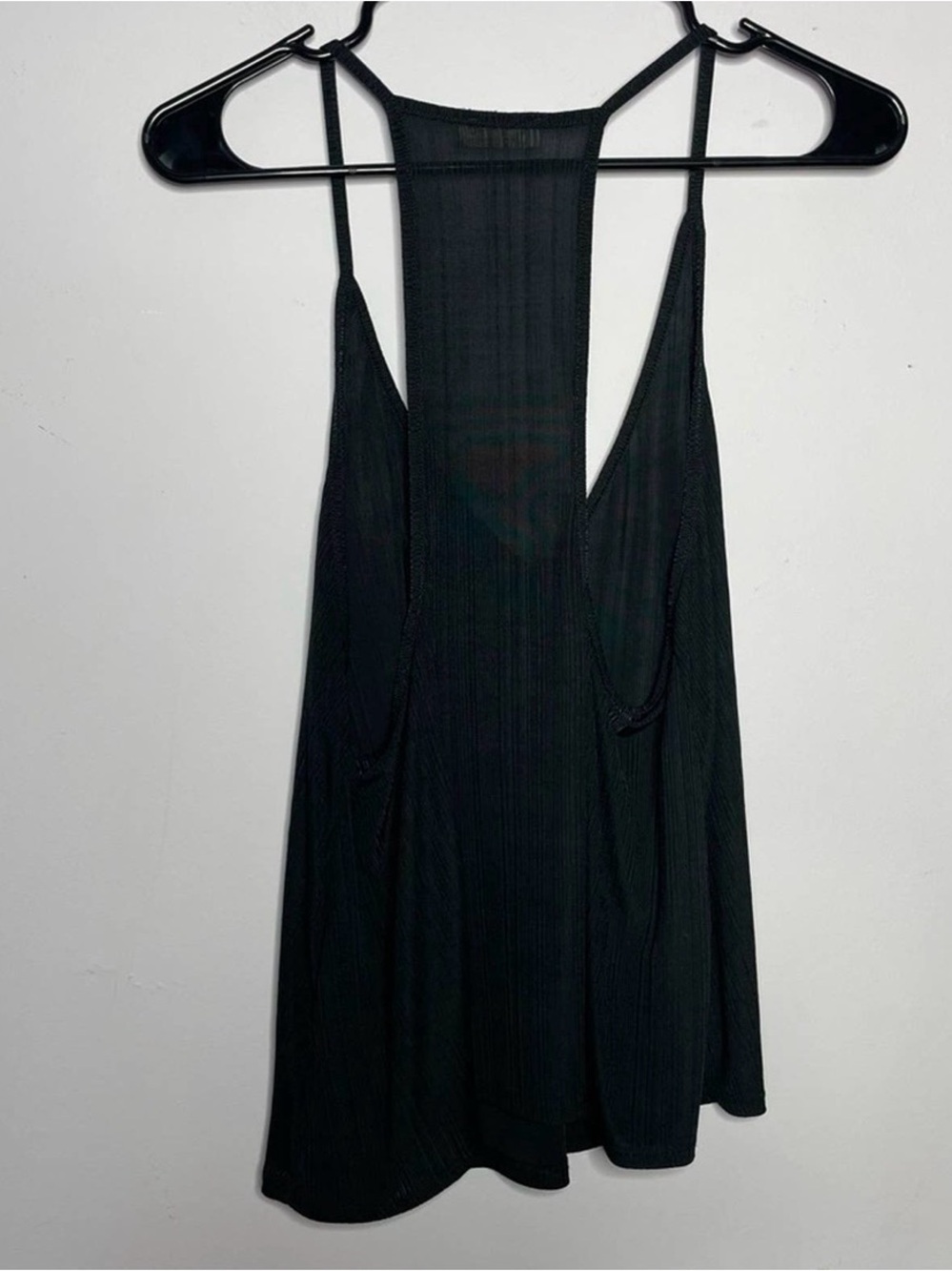 Free People Black Ribbed V-Neck Racerback Cami - Picture 2 of 4